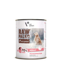 VETEXPERT Raw Paleo Pork Adult - Pâtée de porc pour chien - 800g