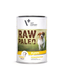 VETEXPERT RAW PALEO Puppy turkey - nourriture humide à la dinde pour chiots - 400 g