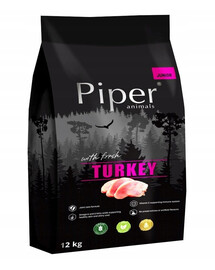 PIPER Animals Junior - Nourriture sèche avec dinde pour chiots - 12 kg