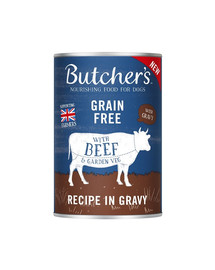 BUTCHER'S Original Recipe in Gravy, nourriture pour chiens, morceaux de bœuf en sauce, 6 x 400g