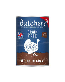 BUTCHER'S Original Recipe in Gravy, nourriture pour chiens, morceaux de dinde en sauce, 6 x 400g
