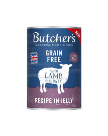 BUTCHER'S Original Recipe in Jelly, nourriture pour chiens, morceaux d'agneau en gelée, 6 x 400g