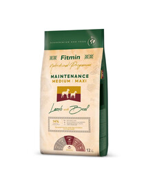 FITMIN Dog Nutritional Programme Medium Maxi Maintenance Lamb&Beef - Agneau&Boeuf pour chiens adultes de moyennes et grandes races - 12 kg