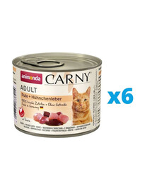 ANIMONDA Carny Adult Combinaison de foie de dinde et de poulet 6 x 200 g
