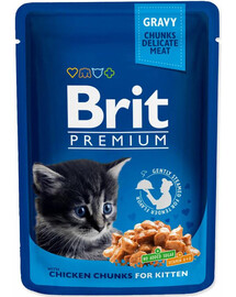 BRIT Premium Cat Pouches Chicken Chunks for Kitten 100g nourriture pour chatons au poulet