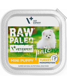 VETEXPERT RAW PALEO Pate Puppy Mini Turkey - pâtée de dinde pour chiots de petite race - 150 g