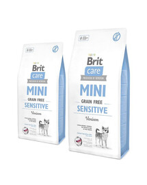 BRIT Care Dog Mini Grain Free sensitive - Venaison pour chiens de petites races avec intolérances alimentaires - 2 x 7 kg