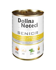 DOLINA NOTECI Premium Senior - Riche en poulet, carottes et basilic pour chiens âgés - 400g