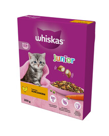 WHISKAS Junior 300 g d'aliment complet sec au délicieux poulet pour chatons