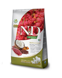 FARMINA N&D Quinoa Skin&Coat Duck&Coconut Adult 2 x 7 kg canard et noix de coco pour chiens adultes + FLEXI Laisse New Comfort L 8 m OFFERTE