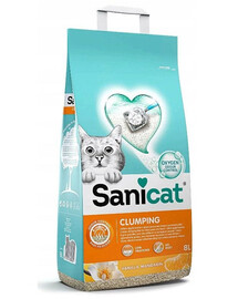 SANICAT Clumping Vainille-Mandarine 8L litière bentonite pour chats