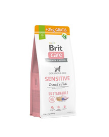 BRIT Care Sustainable Sensitive - 12+2 kg - avec insectes et poissons pour chiens adultes au pelage sensible