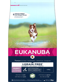 EUKANUBA Grain Free S/M Puppy - riche en agneau pour chiots de petite et moyenne race - 3 kg