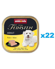 ANIMONDA Vom Feinsten Adult Turkey&Cheese -  dinde et fromage pour chiens adultes 22x150 g