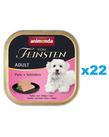ANIMONDA Vom Feinsten Adult Turkey&Ham - dinde et jambon pour chiens adultes 22x150 g