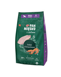 PAN MIĘSKO - aux herbes, dinde et crevettes pour chiens de grandes races - XL 9 kg