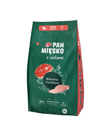 PAN MIĘSKO - aux herbes, boeuf et lapin pour chiens de races moyennes - M 20 kg