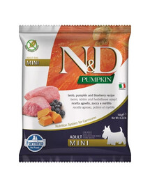 FARMINA N&D Pumpkin Lamb&Blueberry Adult Mini - Agneau, potiron & myrtille pour chiens adultes de petites races - 100g