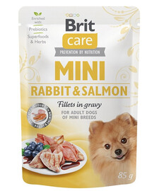 BRIT CARE Mini Adult Pouch Rabbit&Salmon 24x85g au lapin et au saumon pour chiens de petite race
