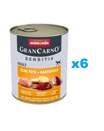 ANIMONDA Grancarno Sensitive dinde avec pommes de terre 6x800 g