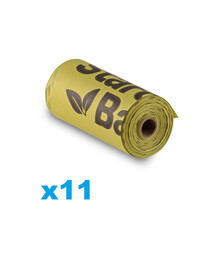 STARCH BAG Sacs compostables BIO pour matières fécales 11 rouleaux x 15 pièces, vert