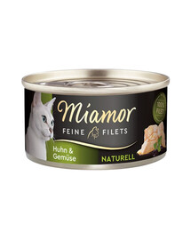 MIAMOR Feine Filets Naturell Chicken&Vegetables - Pâtée de poulet et légumes dans leur sauce 80g