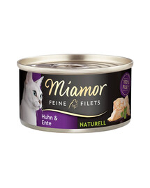MIAMOR Feine Filets Naturell Chicken&Duck - Pâtée de poulet et canard dans leur sauce 80g