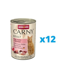 ANIMONDA Carny Adult Combinaison de dinde, poulet et crevettes 12 x 400 g