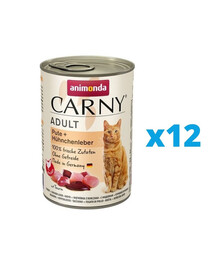 ANIMONDA Carny Adult Combinaison de foie de dinde et de poulet 12 x 400 g