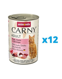 ANIMONDA Carny Poulet, dinde et crevettes 12 x 400 g