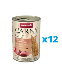 ANIMONDA Carny Adult Combinaison de coeurs de poulet, de dinde et de canard 12 x 400 g