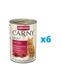 ANIMONDA Carny Boeuf et coeurs 6 x 400 g