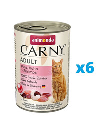 ANIMONDA Carny Poulet, dinde et crevettes 6 x 400 g