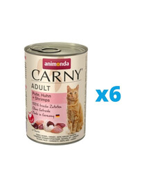 ANIMONDA Carny Adulte dinde poulet et crevettes 6 x 400 g