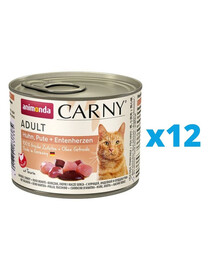 ANIMONDA Carny Adult coeurs de poulet, de dinde et de canard 12 x 200 g