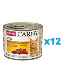 ANIMONDA Carny Adult cœurs de bœuf, de poulet et de canard 12 x 200 g