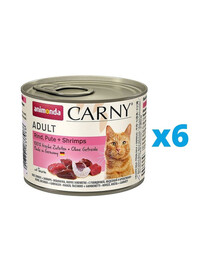 ANIMONDA Carny Adult bœuf, dinde et crevettes 6 x 200 g