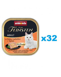ANIMONDA Vom Feinsten Pâtée de poulet, saumon et épinards 32x100g