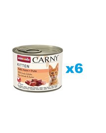 ANIMONDA Carny Kitten Veal&Chicken&Turkey - Veau, poulet et dinde pour chatons 6x200 g