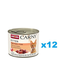 ANIMONDA Carny Kitten Veal&Chicken&Turkey - Veau, Poulet et Dinde pour chatons 12x200 g