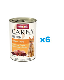 ANIMONDA Carny Kitten Poultry&Beef - Volaille et boeuf pour chatons 6x400 g