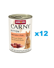 ANIMONDA Carny Kitten Veal&Chicken&Turkey - veau, poulet et dinde pour chatons 12x400 g