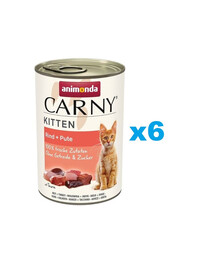 ANIMONDA Carny Kitten Beef&Turkey - bœuf et dinde pour chatons 6x400 g