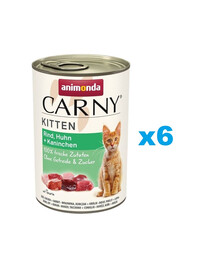 ANIMONDA Carny Kitten Beef&Chicken&Rabbit - Boeuf, poulet et lapin pour chatons 6x400 g