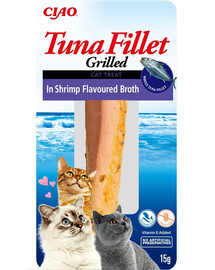 INABA Tuna fillet in shrimp broth - filet de thon dans un bouillon aromatisé aux crevettes pour chats - 15g