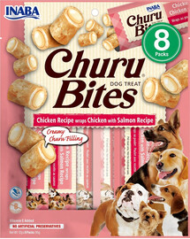 INABA Churu Bite Chicken 8x12g wrap au poulet et au saumon pour chiens