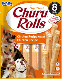 INABA Churu Rolls Chicken Aliment humide avec garniture crémeuse au poulet 8x12g