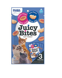 INABA Juicy Bites Cat Treat Collation humide à base de poulet et de thon 33,9 g (3x11,3 g)