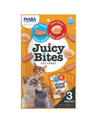 INABA Juicy Bites - friandises humides au poisson et aux palourdes pour chats - 33,9 g (3x11,3 g)