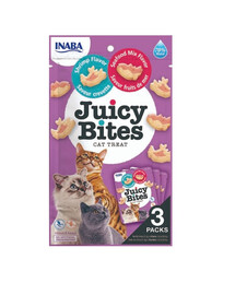 INABA Juicy Bites - friandises humides aux crevettes et fruits de mer pour chats - 33.9 g (3x11.3 g)